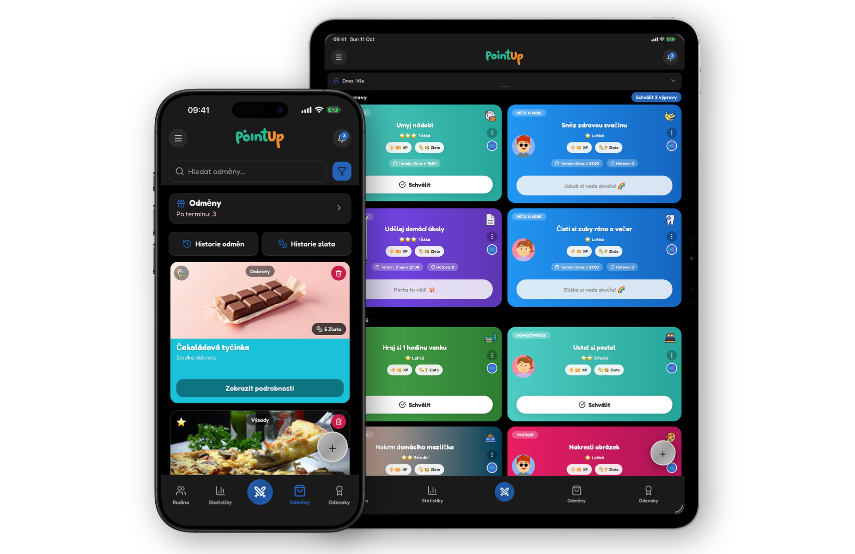 Aplikace PointUp na mobilu a tabletu