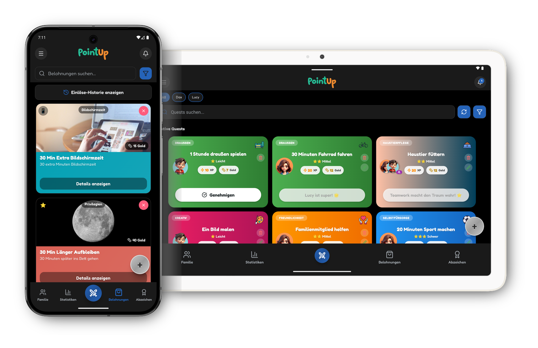 PointUp-App auf Smartphone und Tablet