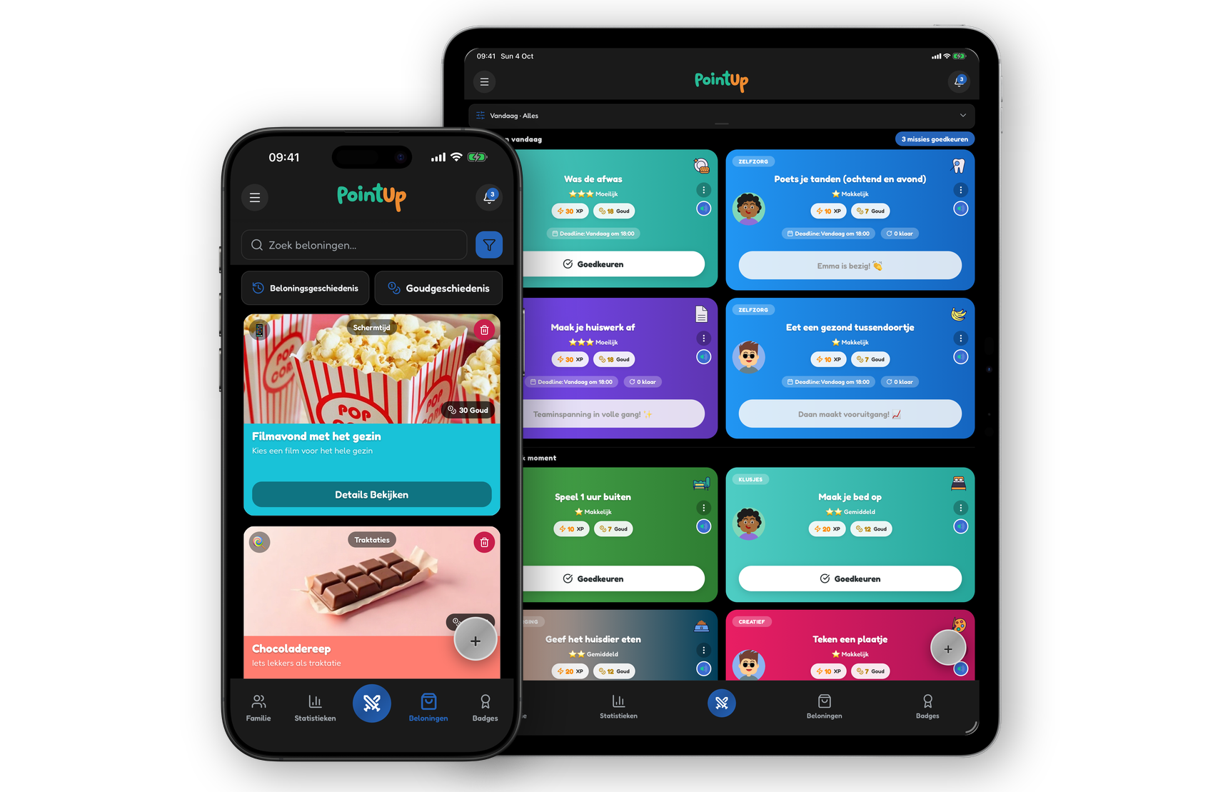 PointUp-app op telefoon en tablet