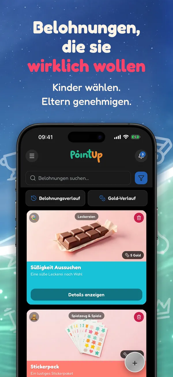 Belohnungen, die sie wirklich wollen. Kinder wählen. Eltern genehmigen.