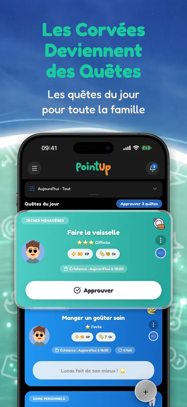 Les Corvées Deviennent des Quêtes. Les quêtes du jour pour toute la famille