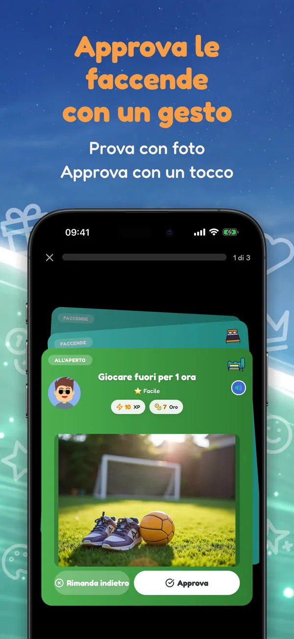 Approva le faccende con un gesto. Prova con foto • Approva con un tocco