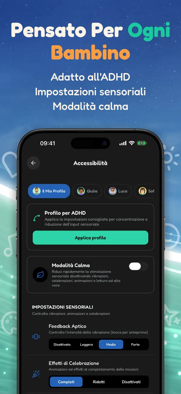Pensato Per Ogni Bambino. Adatto all'ADHD • Impostazioni sensoriali • Modalità calma