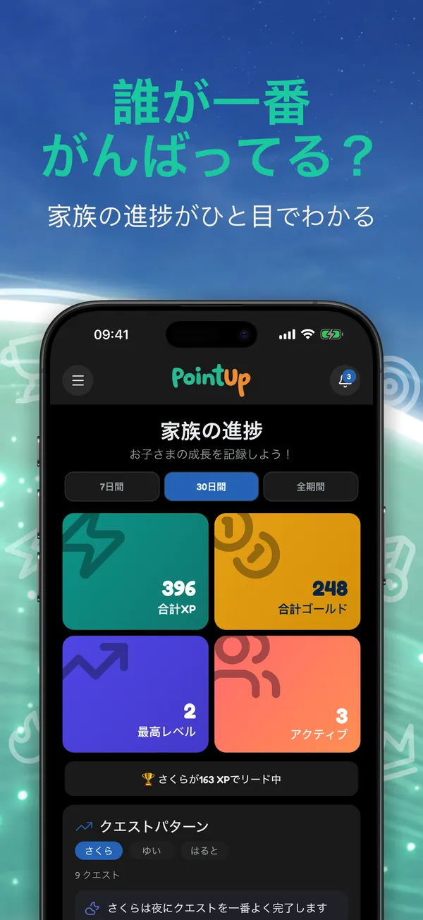 誰が一番がんばってる？家族の進捗がひと目でわかる